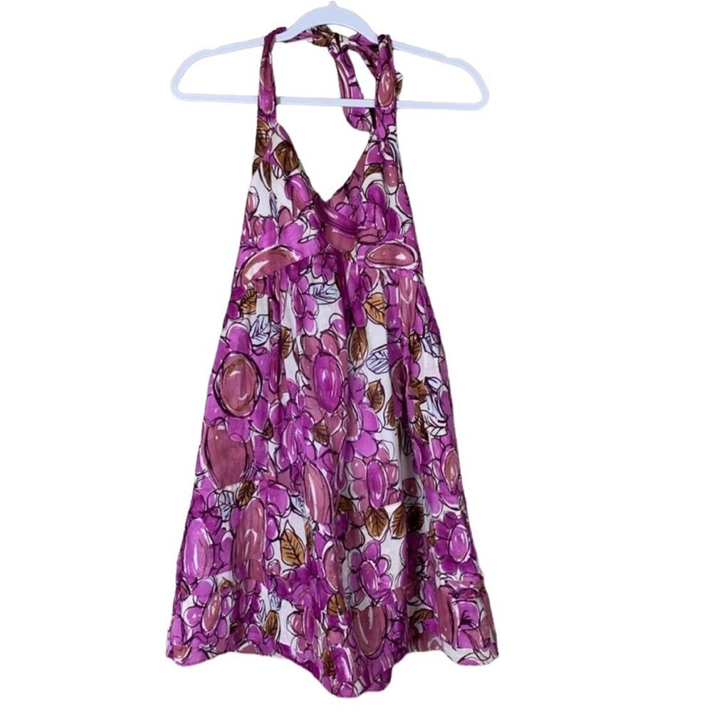 Cynthia Steffe Sleeveless Halter Dress Purple Floral Size 4